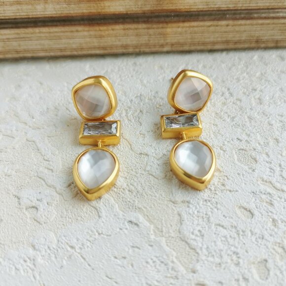 Julie Vos Jewelry - Julie Vos Antonia Clear Crystal Gold Earrings